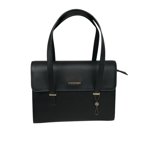 PUCCINI NWT Black Vegan Leather Shoulder Handbag - Picture 13 of 15